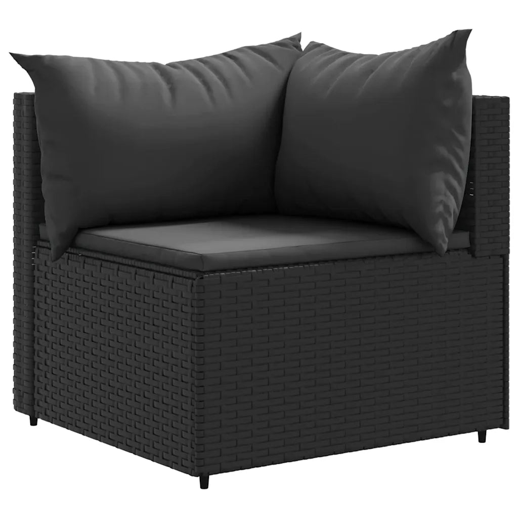 Set Divani da Giardino 5 pz con Cuscini Nero in Polyrattan 3308083