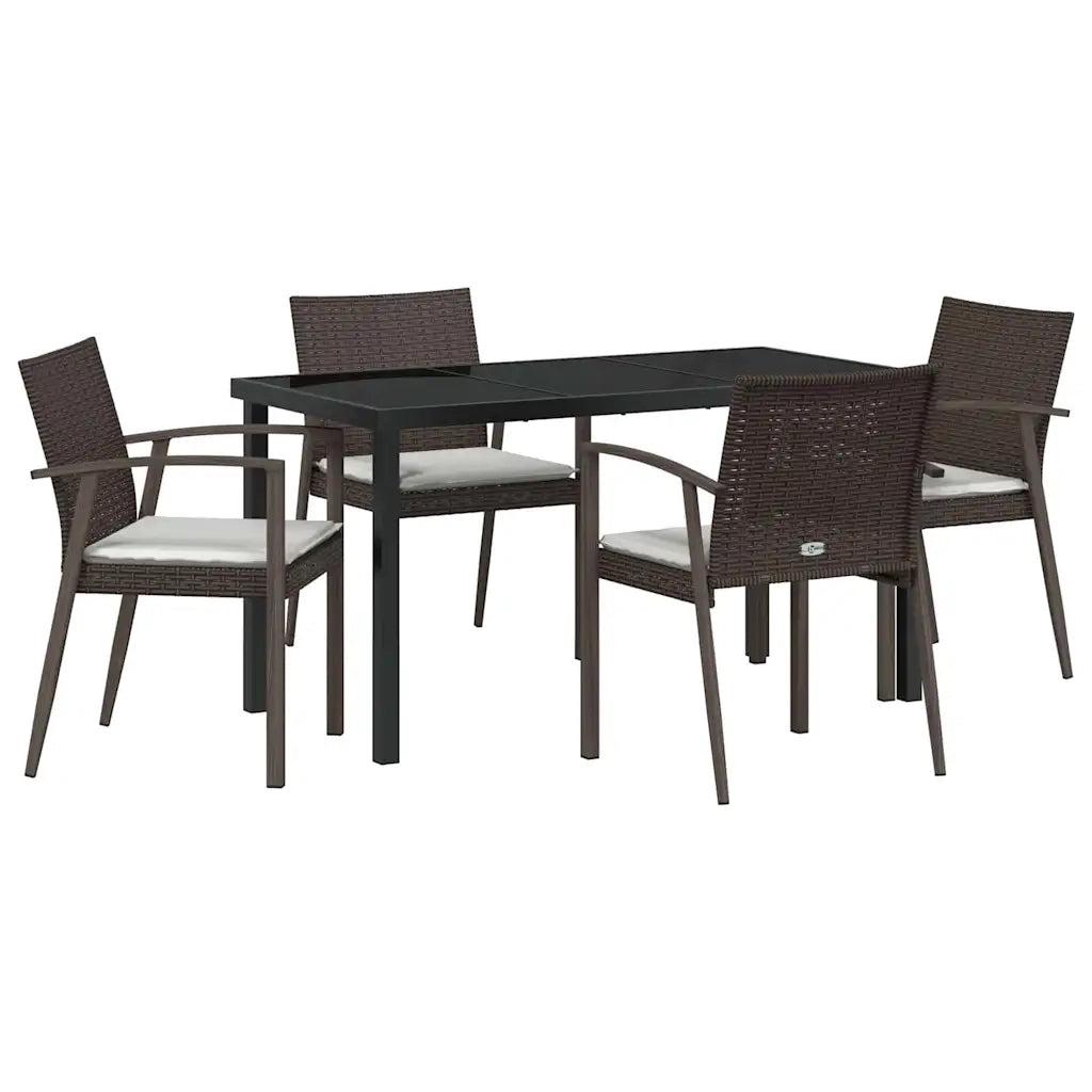 Set da Pranzo per Giardino 5 pcs Marrone e Nero Rattan in PE 3379060