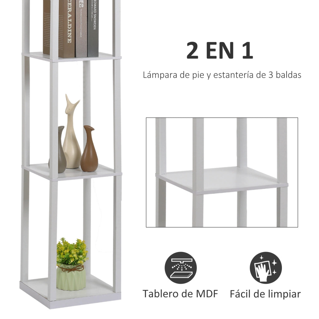 Libreria Lampada da Terra con Scaffale ¨C Minimal ¨C Bianco