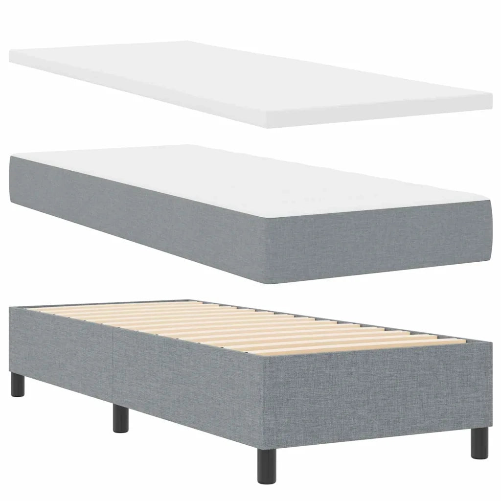Letto a molle con materasso Grigio chiaro 80 x 200 cm Tessuto