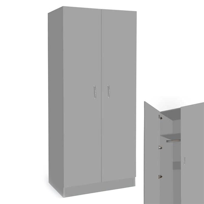 ARMADIO A 2 ANTE CON RIPIANO INTERIORE 80X50X180 GRIGIO