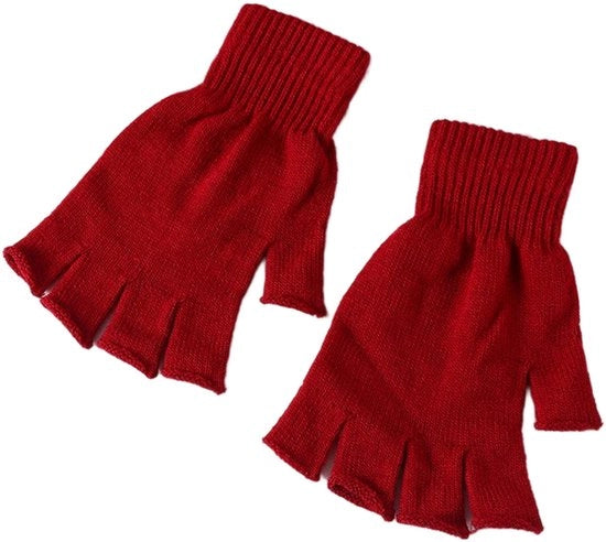 Maniche per donna e uomo, 2 paia di guanti in maglia a manopera senza dita per donna e uomo, colore bordeaux