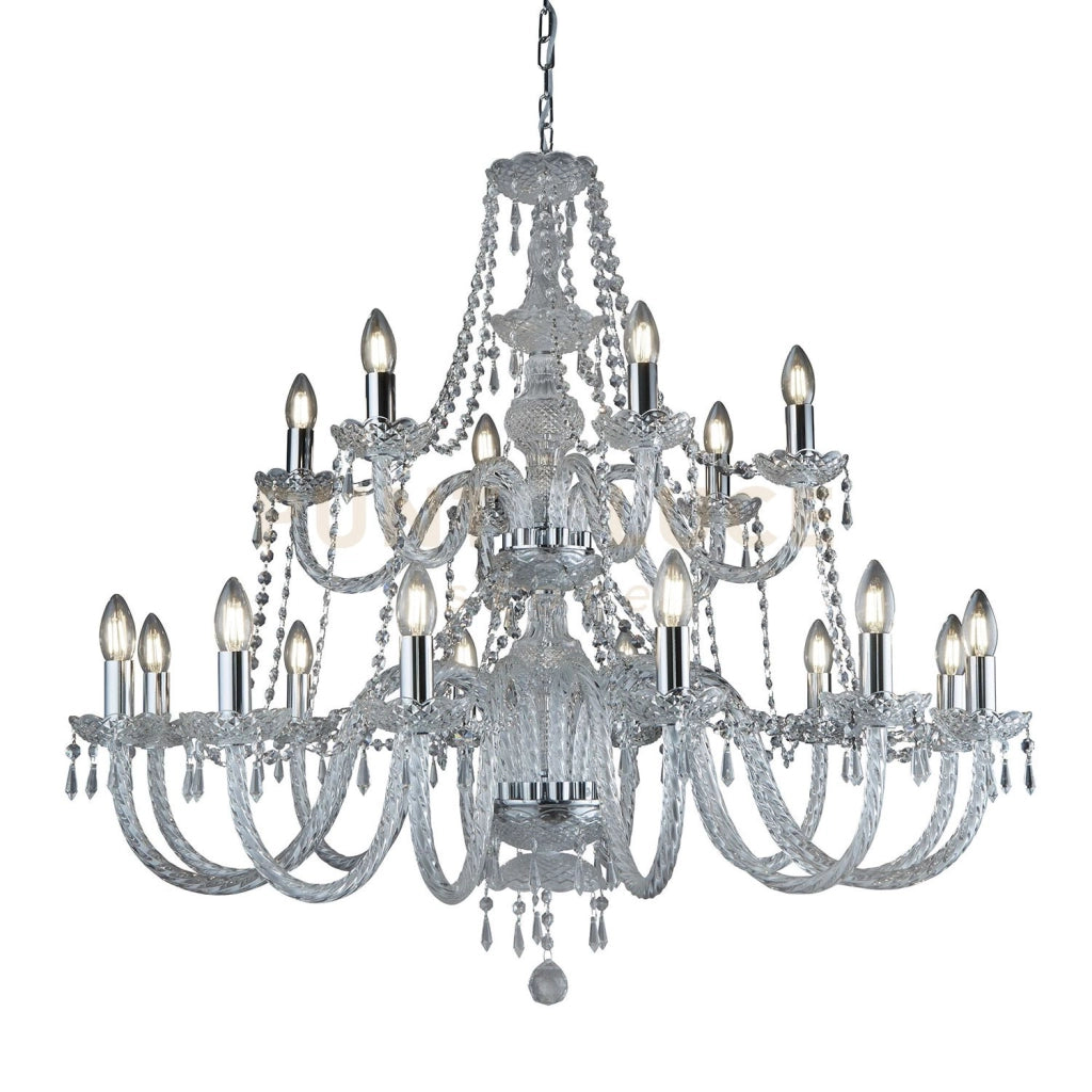 Hale 18Lt Pendant - Metallo cromato e cristallo trasparente