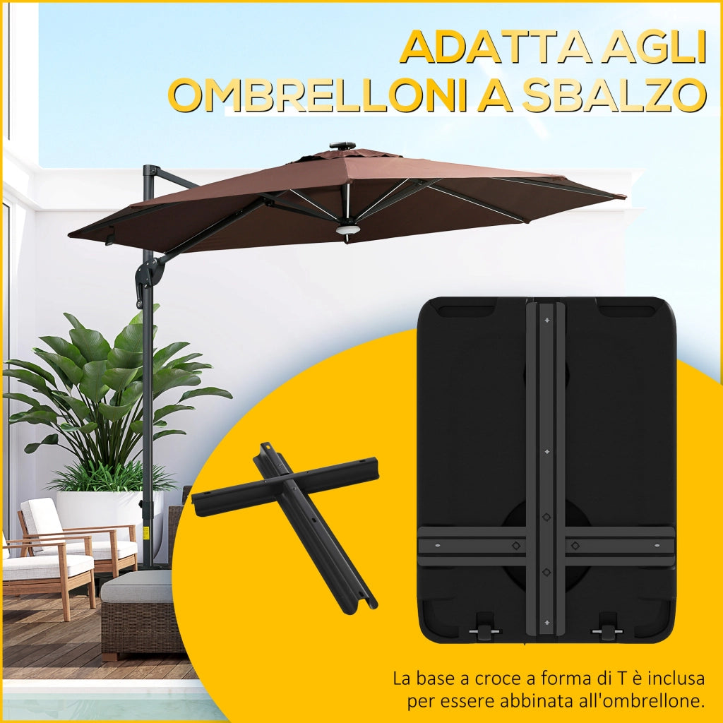 Base Ombrellone Riempibile con Acqua e Sabbia ¨C Minimal ¨C 80x60 cm, Nero