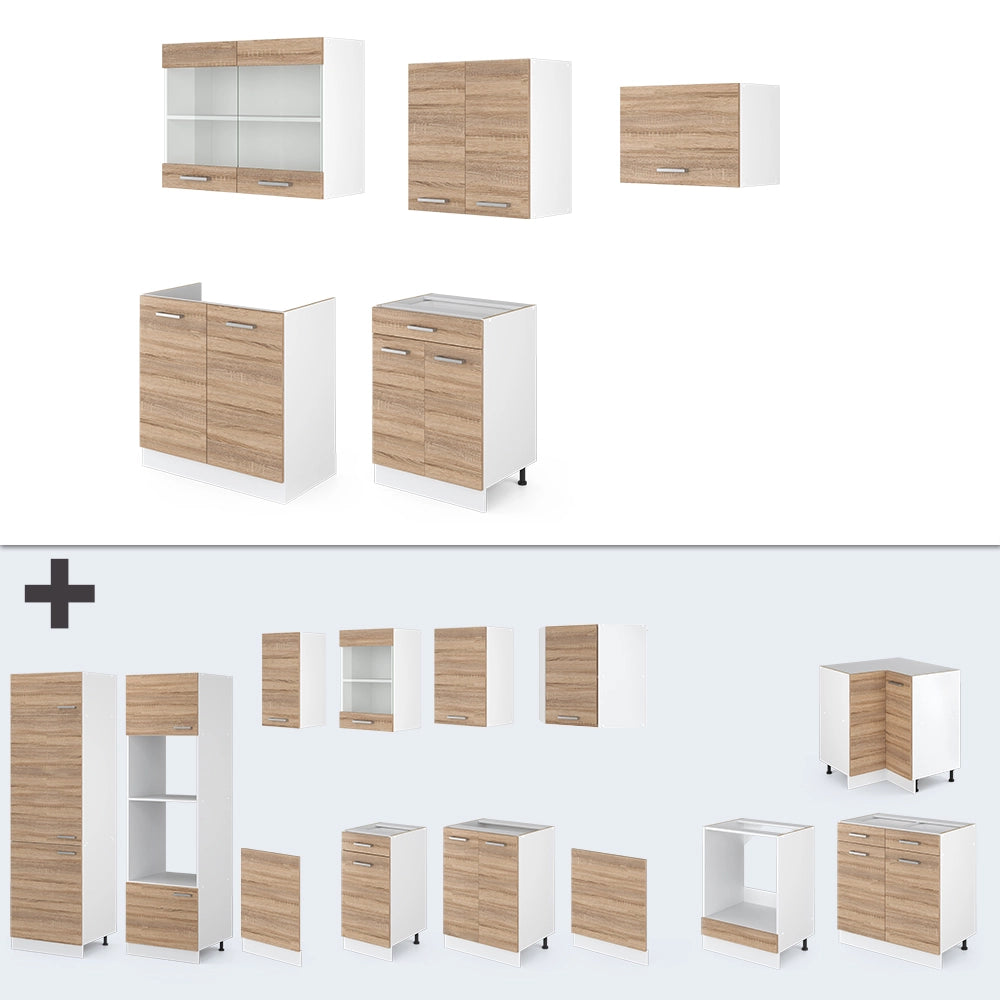 Vicco Cucina componibile Sonoma/Bianco 200 cm , PL Antracite