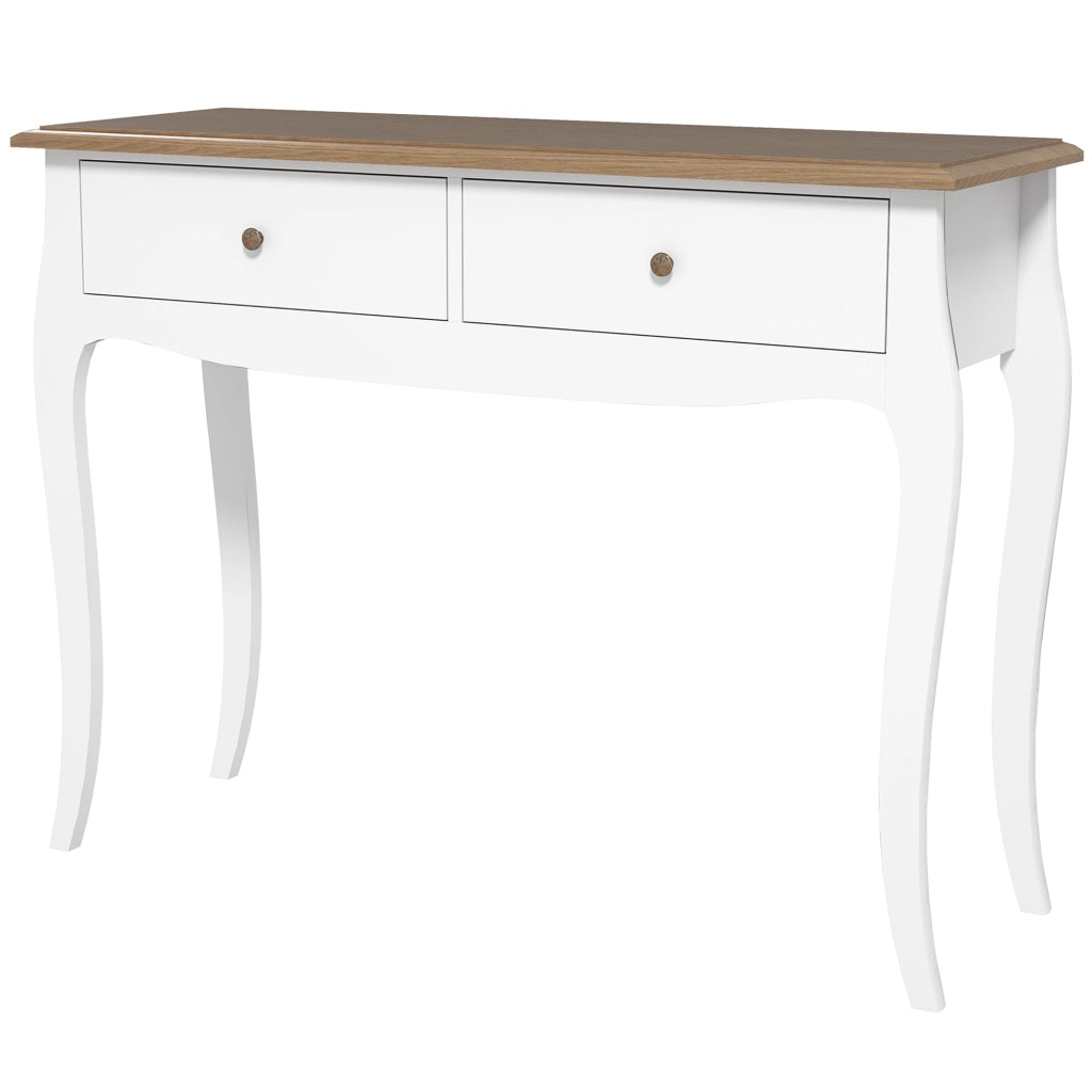 Tavolo console con 2 cassetti ¨C zephmum ¨C 100x35x76.5 cm bianco e marrone scuro