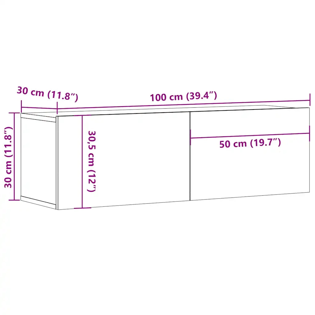 Mobile TV | Armadietto TV | Mobile Porta TV Rovere Sonoma 100x30x30 cm in Legno Multistrato