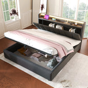 LETTO Contenitore 140x200 cm Grigio in Lino con testiera USB e LED