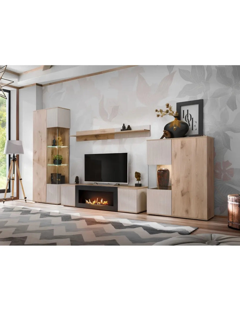 Vetrina ERINA – 2 porte – Rovere chiaro e beige
