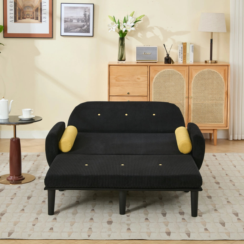 Divano letto Loveseat nero con vano - Zephmum