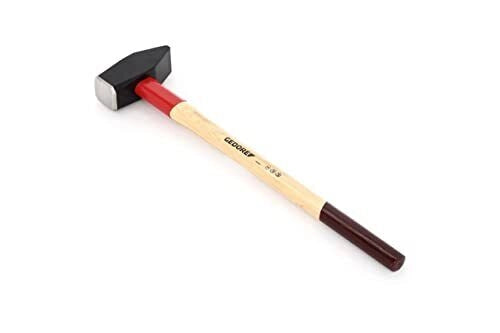 GEDORE 8673650 ROTBAND-PLUS Martello da Slitta 5 Kg Testa in Acciaio Forgiato Manico in Hickory con Protezione in Acciaio colore Marrone-Rosso