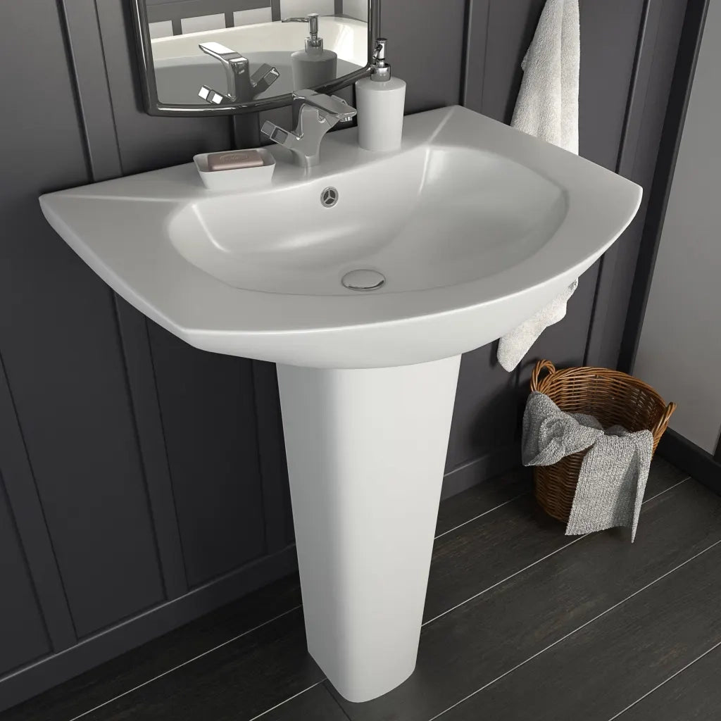 Lavandino a Colonna in Ceramica-Lavabo-Lavello Bianca 650x520x200 mm