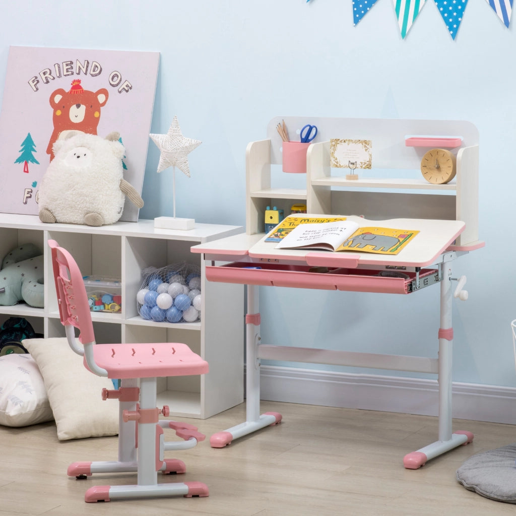 Scrivania Regolabile per Bambini ¨C Minimal ¨C Rosa 80x52x88-109 cm