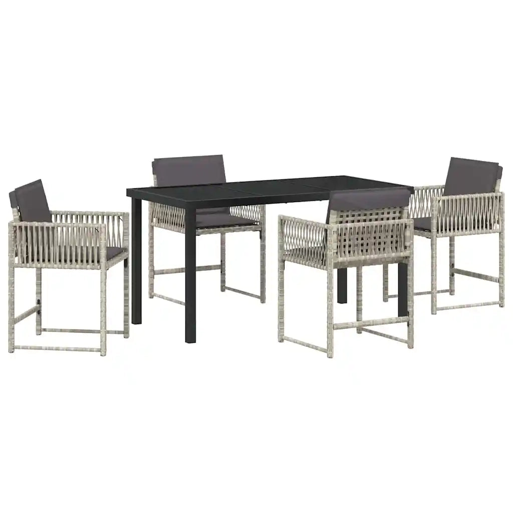 Set da Pranzo per Giardino 5 pcs Grigio chiaro polyrattan 3380762