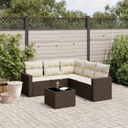 Set Divano da Giardino 6 pz con Cuscini Marrone in Polyrattan 3251300