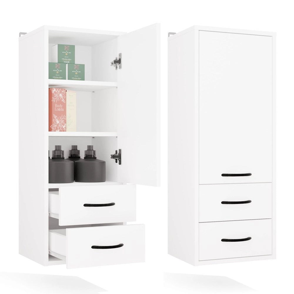 Mobile bagno sospeso NINA W1D2S bianco 2 cassetti 3 ripiani