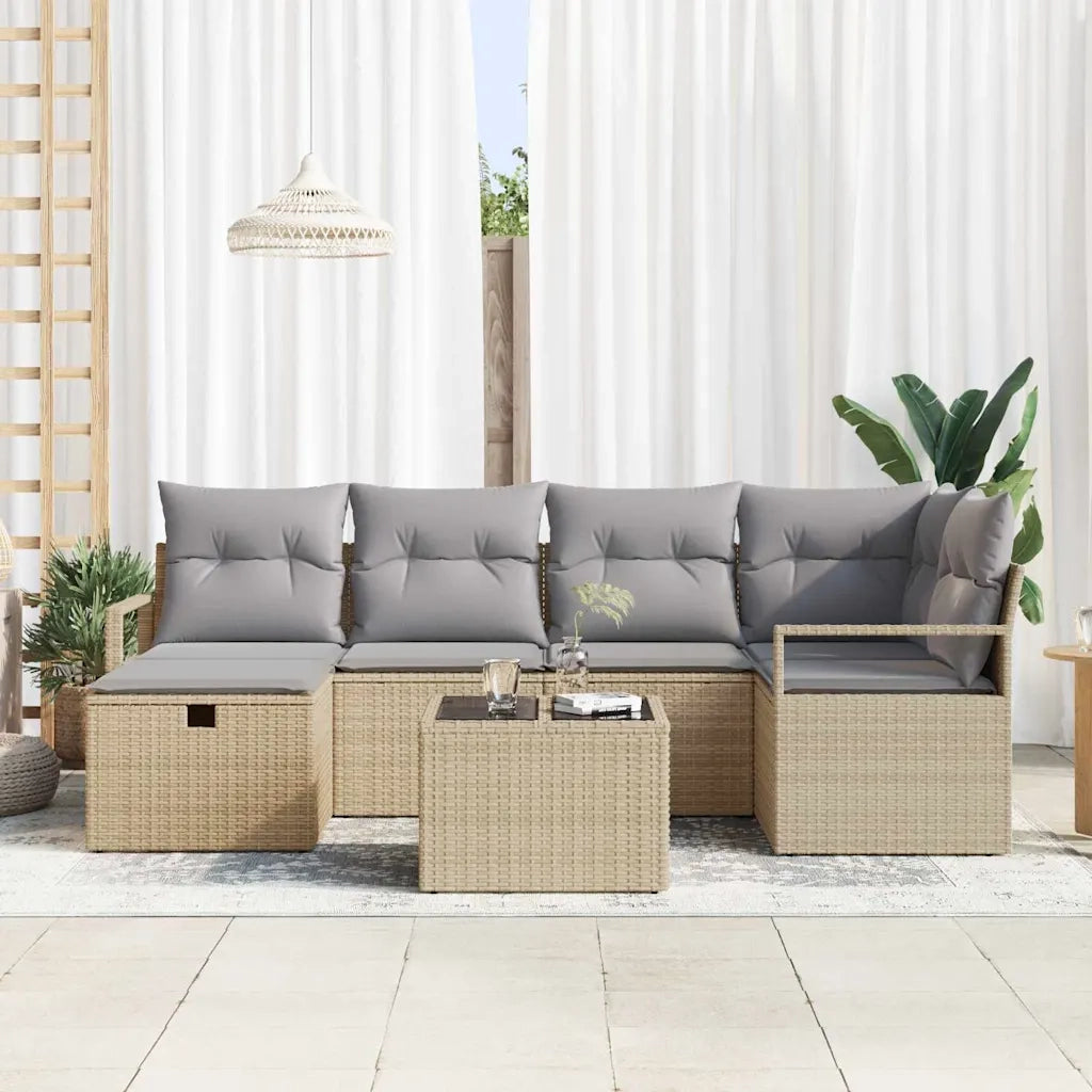 Set di divani 7 pcs Beige e Grigio Chiaro polyrattan 3359189