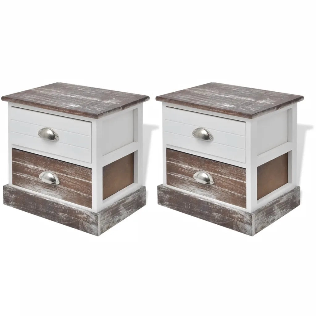 Comodini 2 pz Marrone e Bianco 242885