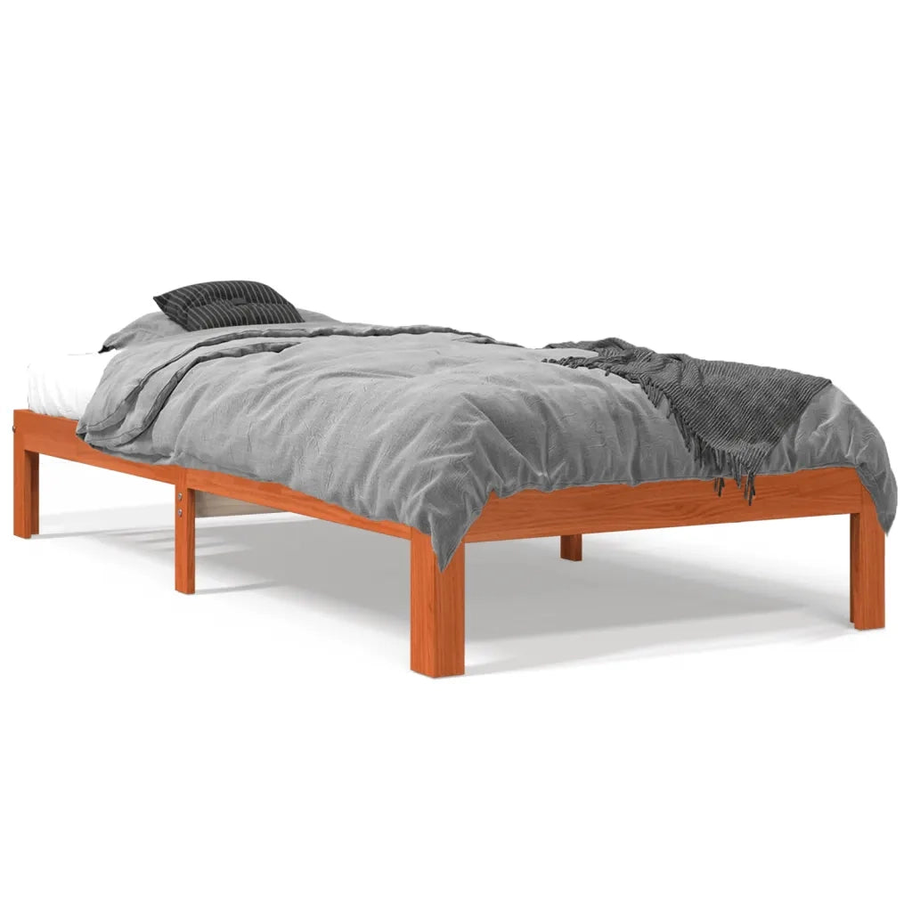 Letto senza Materasso-Struttura Letto Marrone Cera 75x190 cm in Legno di Pino 694497
