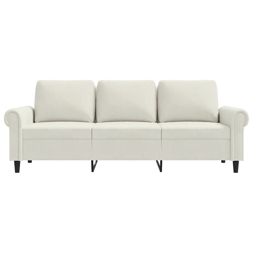 Divano a 3 Posti Crema 180 cm in Velluto 359547