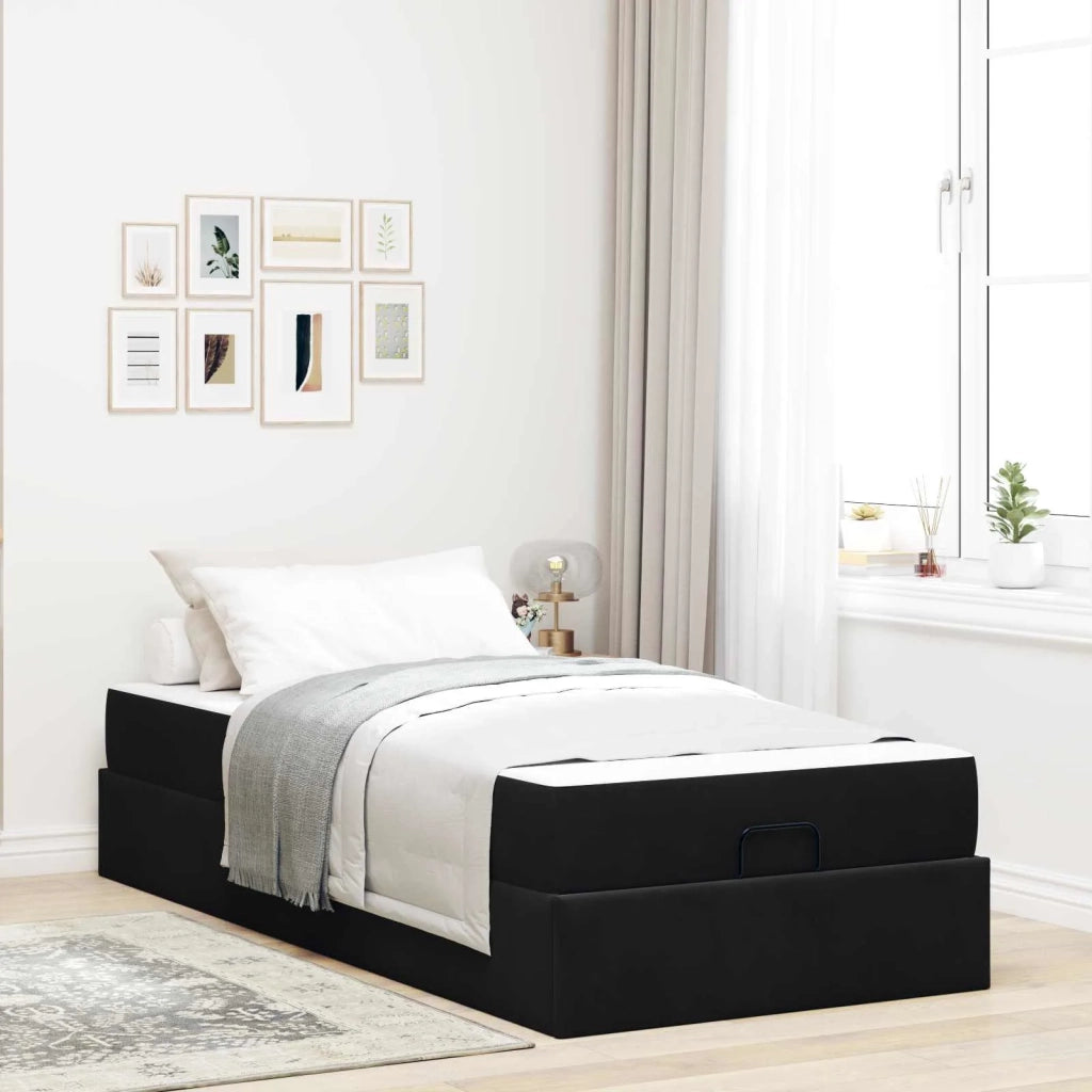 Struttura letto con materasso con materasso 2 pcs Nero Velluto