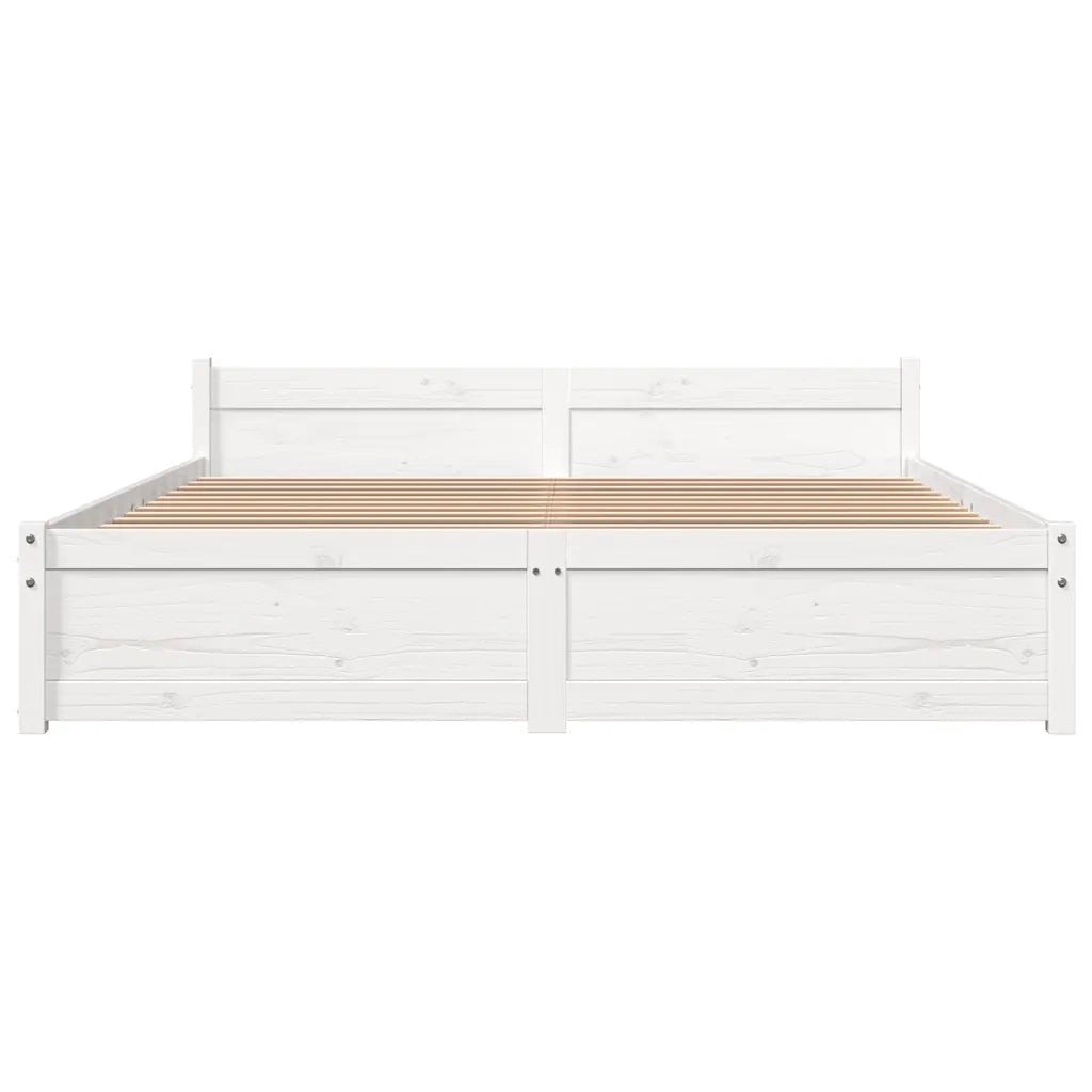 Letto matrimoniale | Letto per adulti | Giroletto Bianco in Legno Massello 140x190 cm