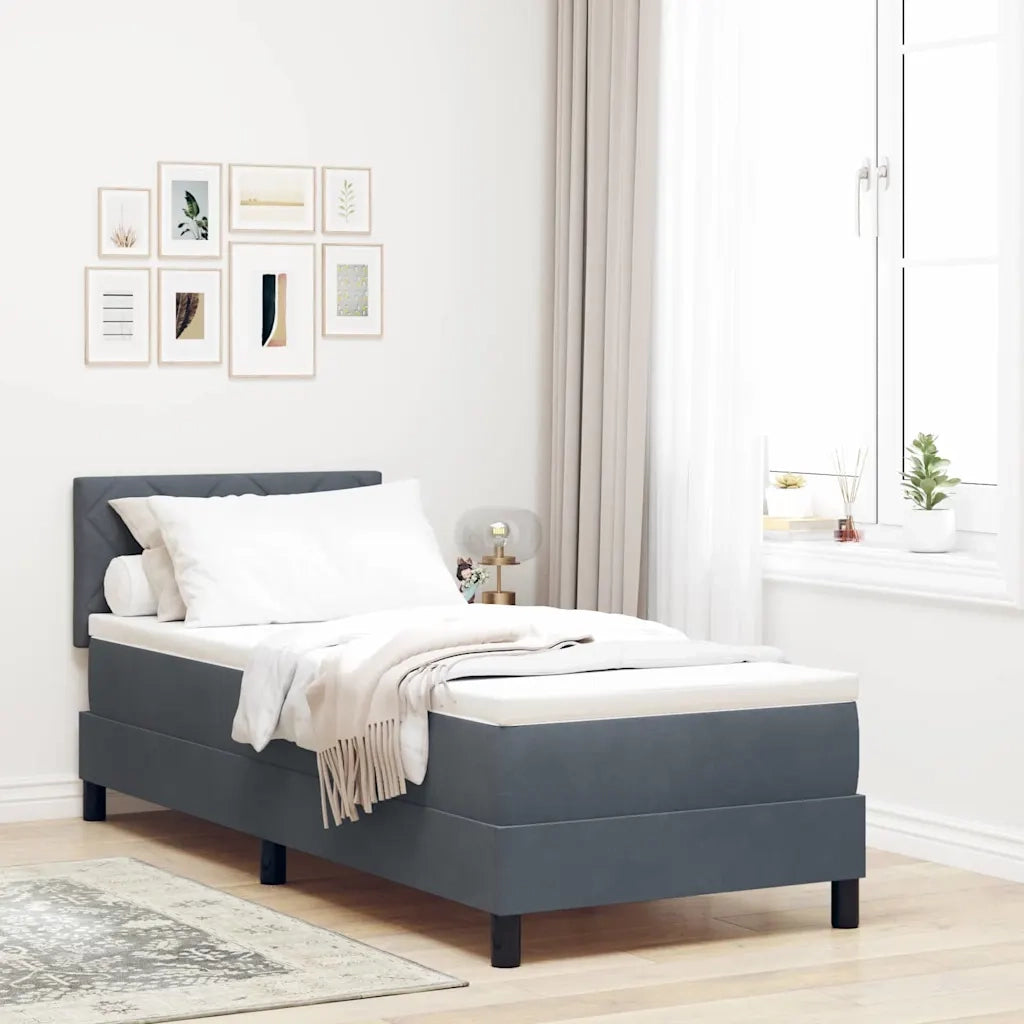 Letto a Sorgente LED con led Grigio scuro 80 x 200 cm Velluto