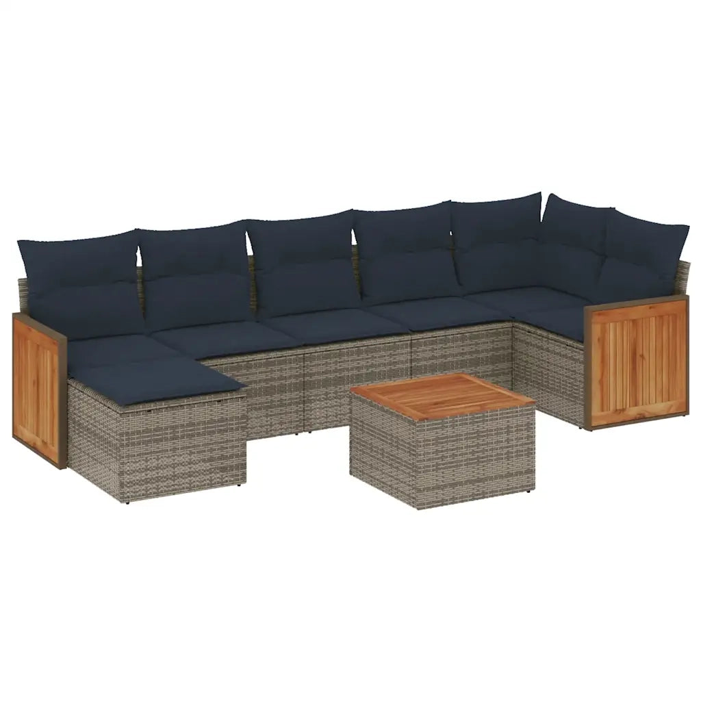 Set Divani da Giardino 8 pz con Cuscini Grigio in Polyrattan 3227881