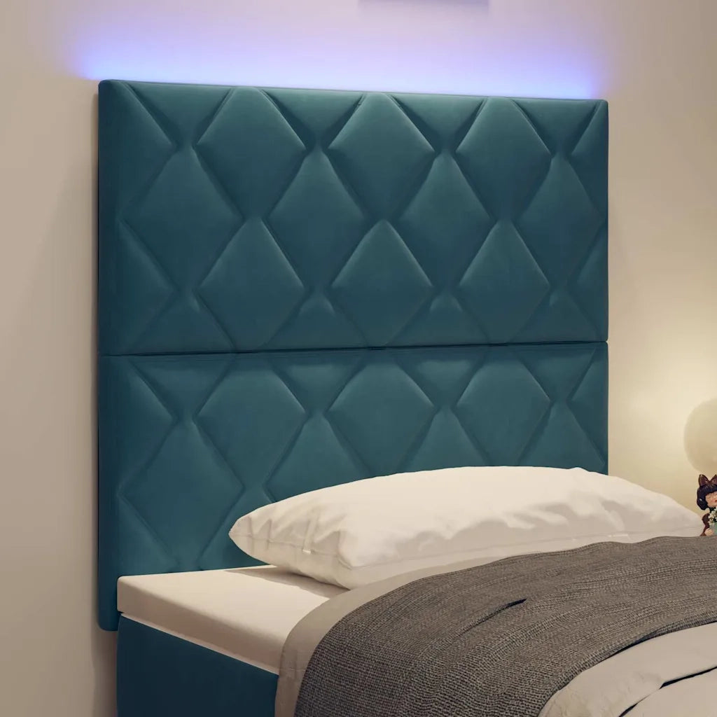 Testiera | Testata LED Blu Scuro 90 cm Velluto