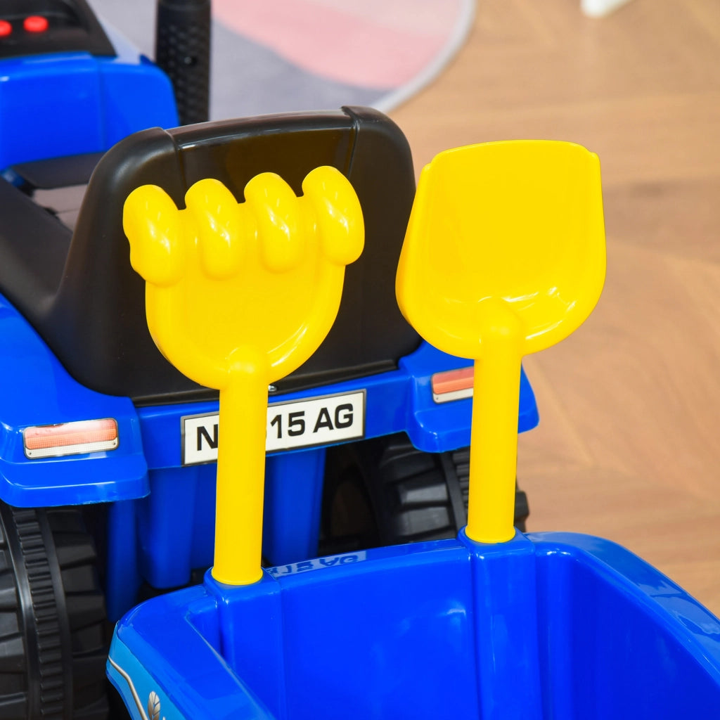 Trattore con Rimorchio e Attrezzi per Bambini ¨C zephmum ¨C Blu, LED, Klaxon