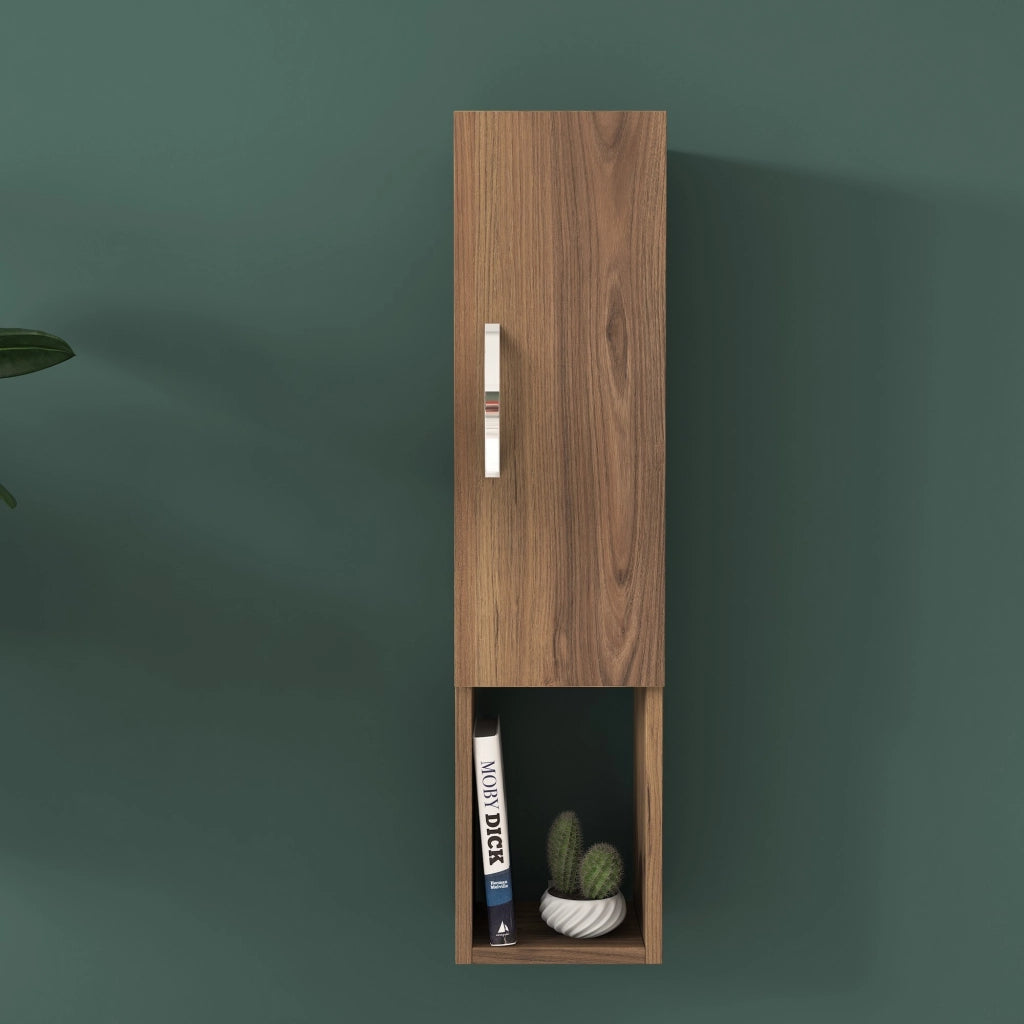 Boglione, Mobile Pensile 2 Ripiani, 22x90h cm Marrone Noce