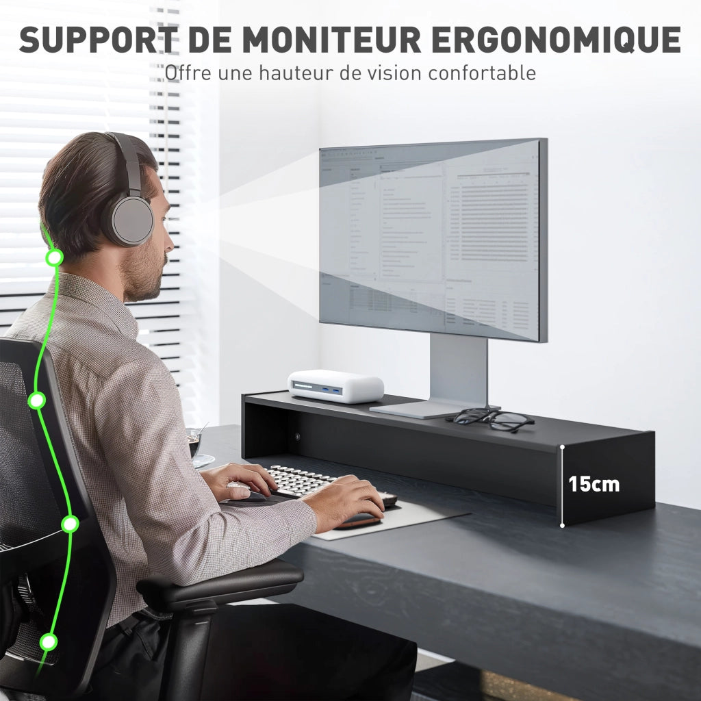 Supporto Monitor PC da 100 cm - Xylo - Nero con 2 Compartimenti