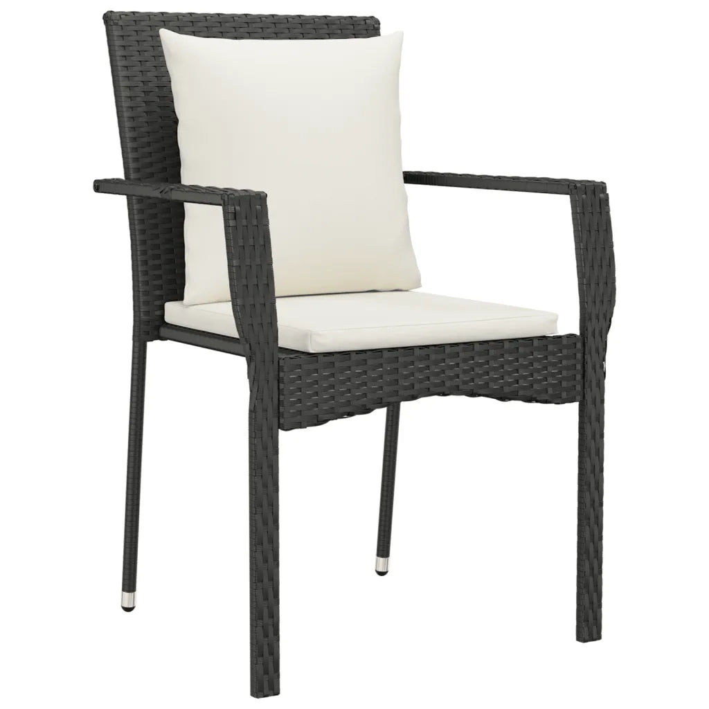 Set da Pranzo da Giardino 9 pz con Cuscini Nero in Polyrattan 3185112