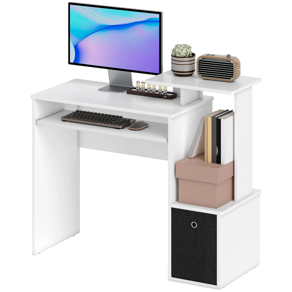 Scrivania per computer con scaffali e cassetto ¨C Zephmum ¨C Nero e bianco 90x50x75