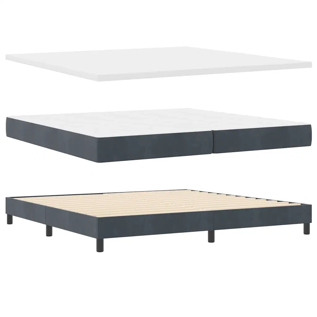 Letto a molle con testiera Grigio scuro 200 x 200 cm Poliestere