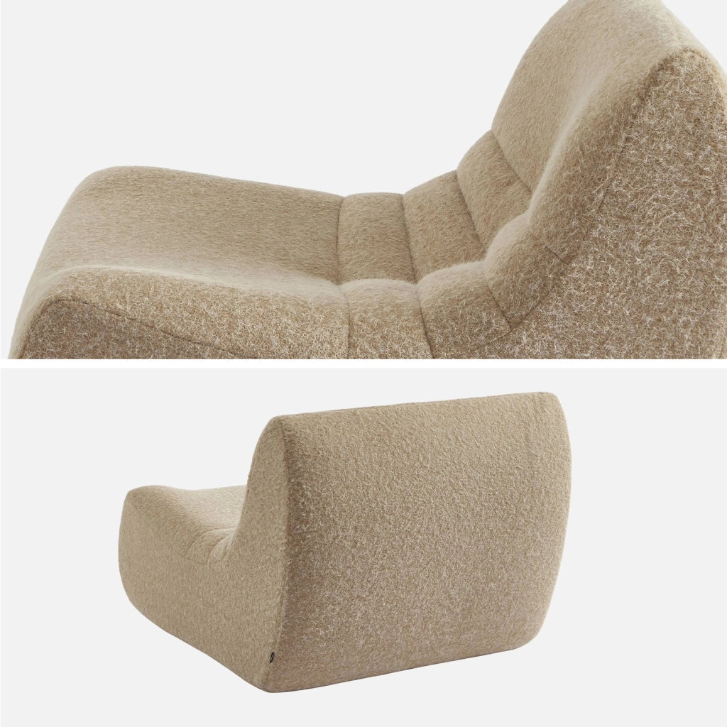Divano modulare tessuto effetto alpaca, 3 posti, beige