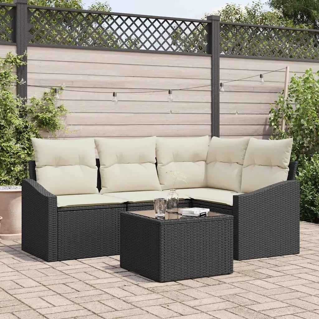 Set Divano da Giardino 5 pcs Marrone e Crema polyrattan 3355376