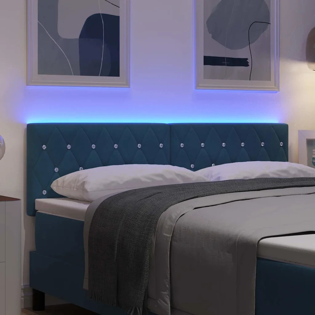Testiera | Testata LED con strisce LED Blu Scuro 144 cm Velluto