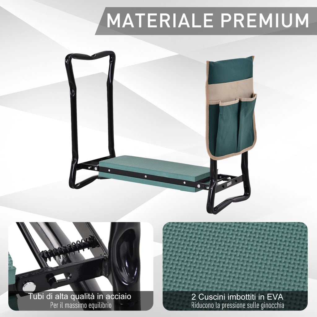 Panca da Giardino Pieghevole 2 in 1 con Cuscini ¨C zephmum ¨C Verde e Nero