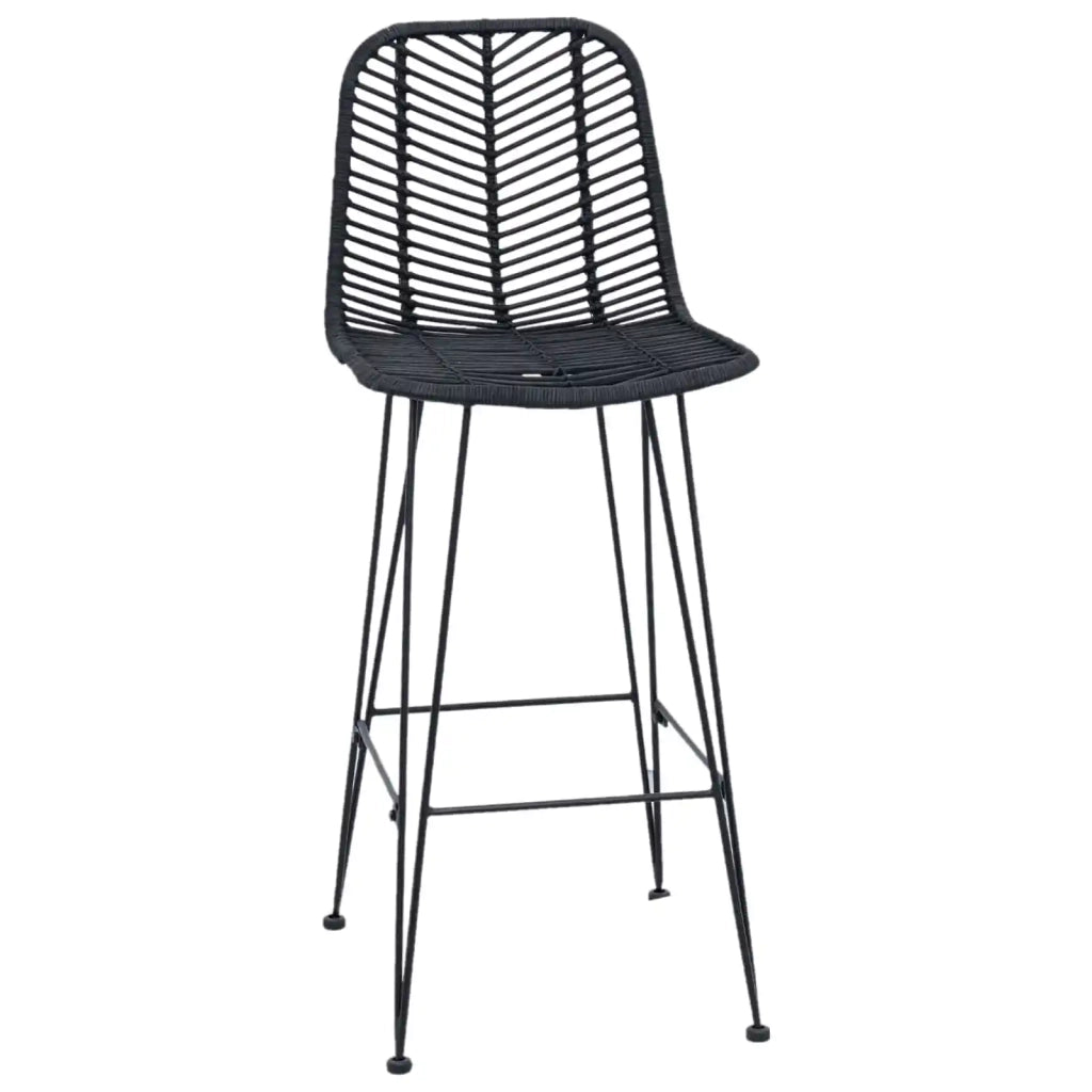 Sedia da Bar 2 pcs Nero 44,5 x 53 x 111 cm Rattan e Ferro 42011549