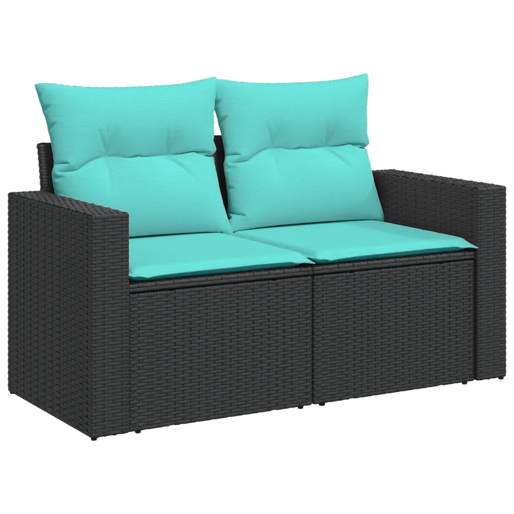 Set Divani da Giardino 9 pz con Cuscini Nero in Polyrattan 3219407