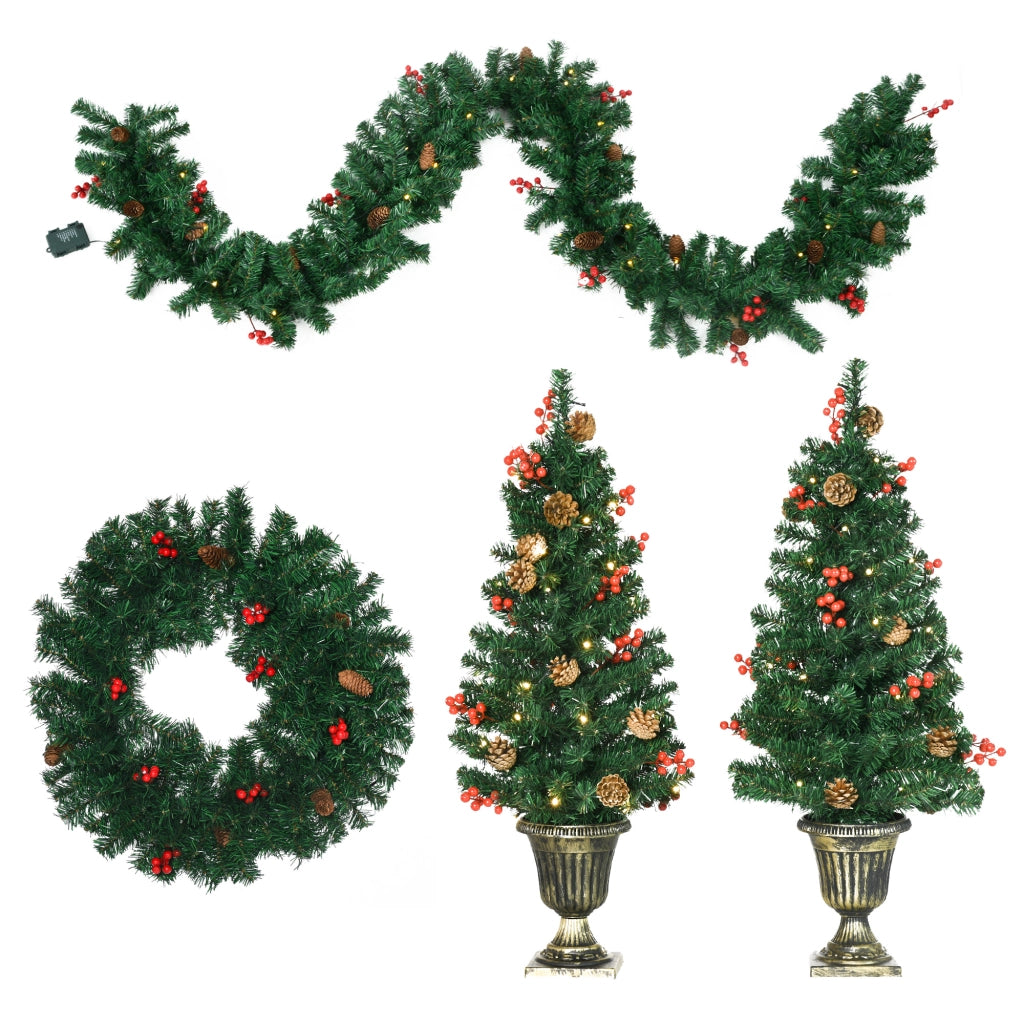 Set 4 Pezzi Decorazioni Albero di Natale ¨C Minimal ¨C Ghirlanda, Corona, Alberelli ¦µ40x90 cm