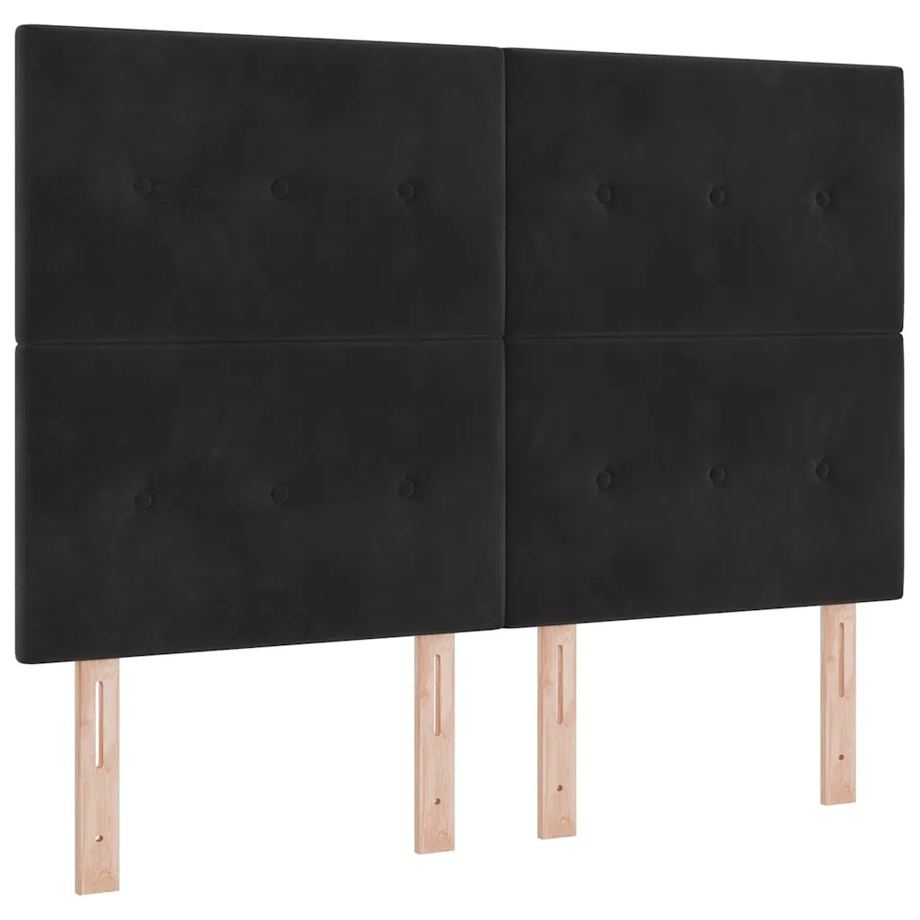 Letto a Sorgente LED con materasso Nero 140 x 190 cm Tessuto