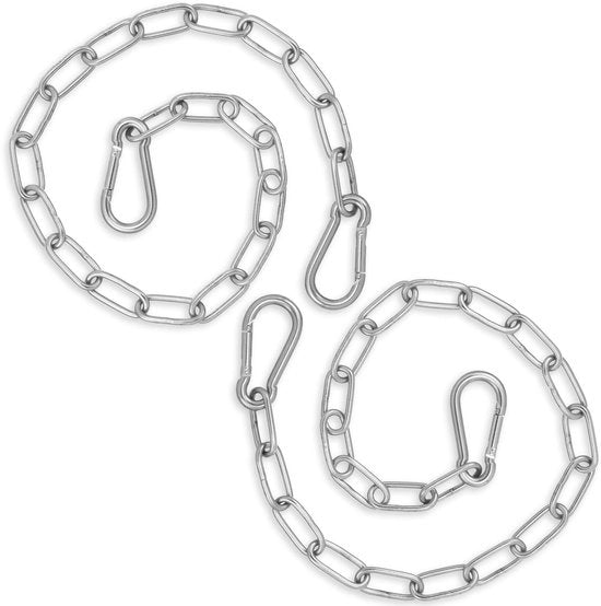 Catena in acciaio inossidabile 2 pezzi - 50 cm - Catena con anello di carabina - 3 mm - Catena a gomito