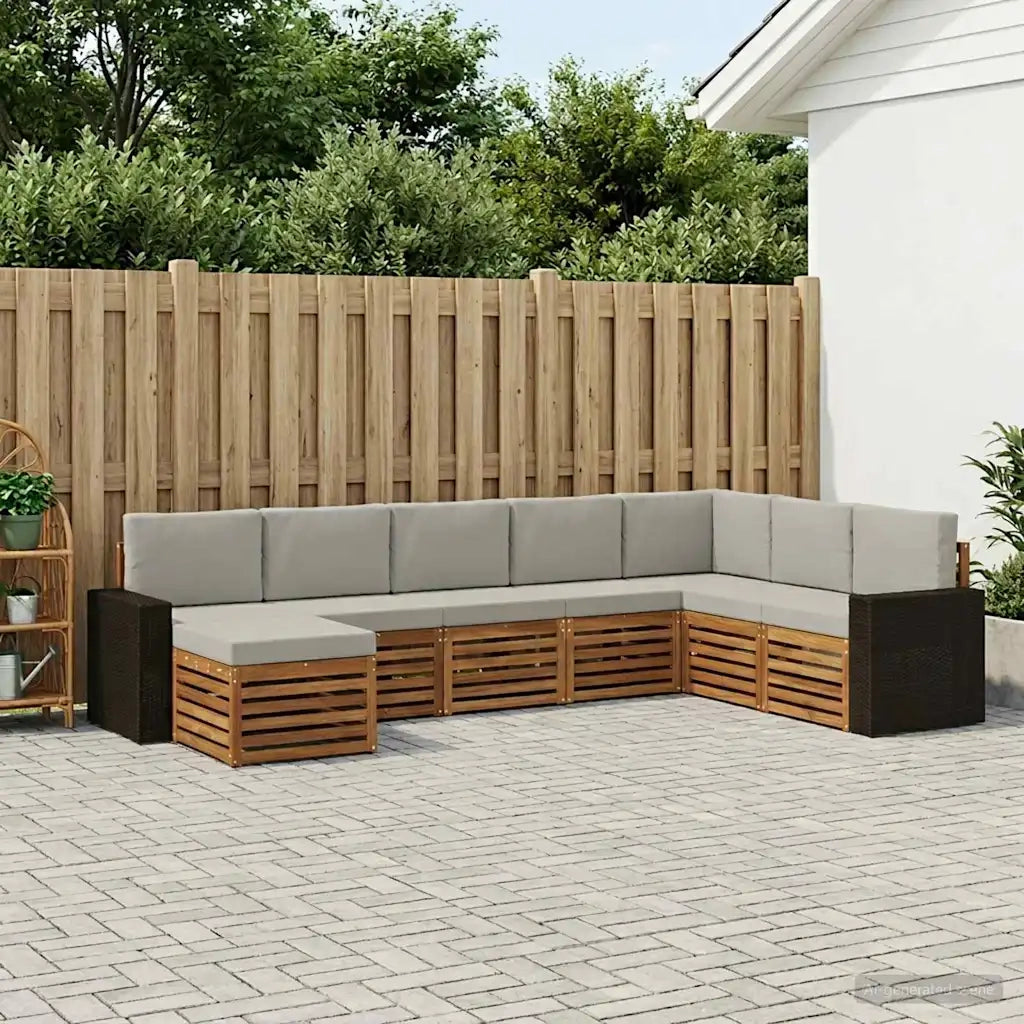 Set di divani da esterno 8 pcs Naturale e Grigio Chiaro 3384722