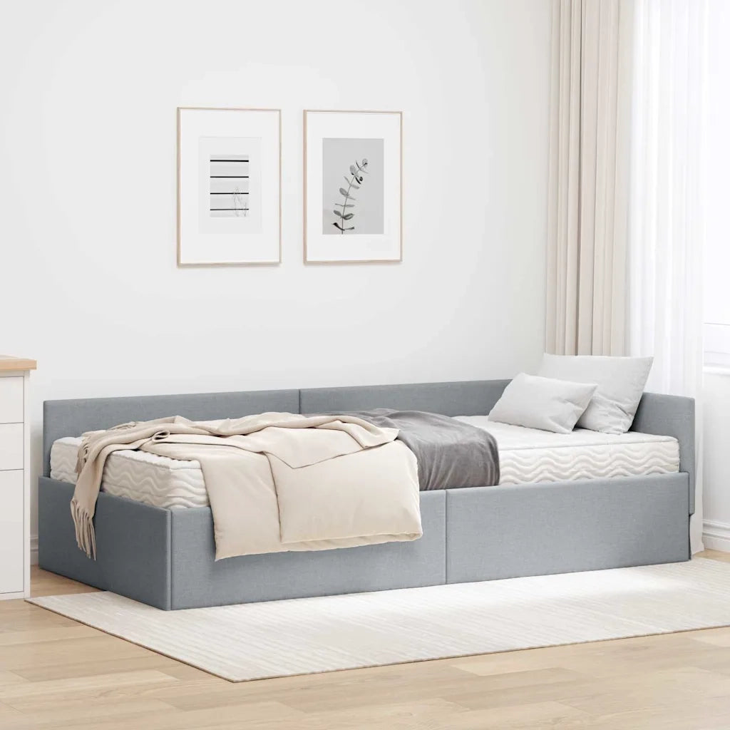 Struttura Letto Angolare con Materasso 2 pcs Grigio chiaro