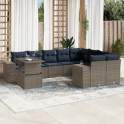 Set Divani da Giardino 10 pz con Cuscini Grigio in Polyrattan 3269401