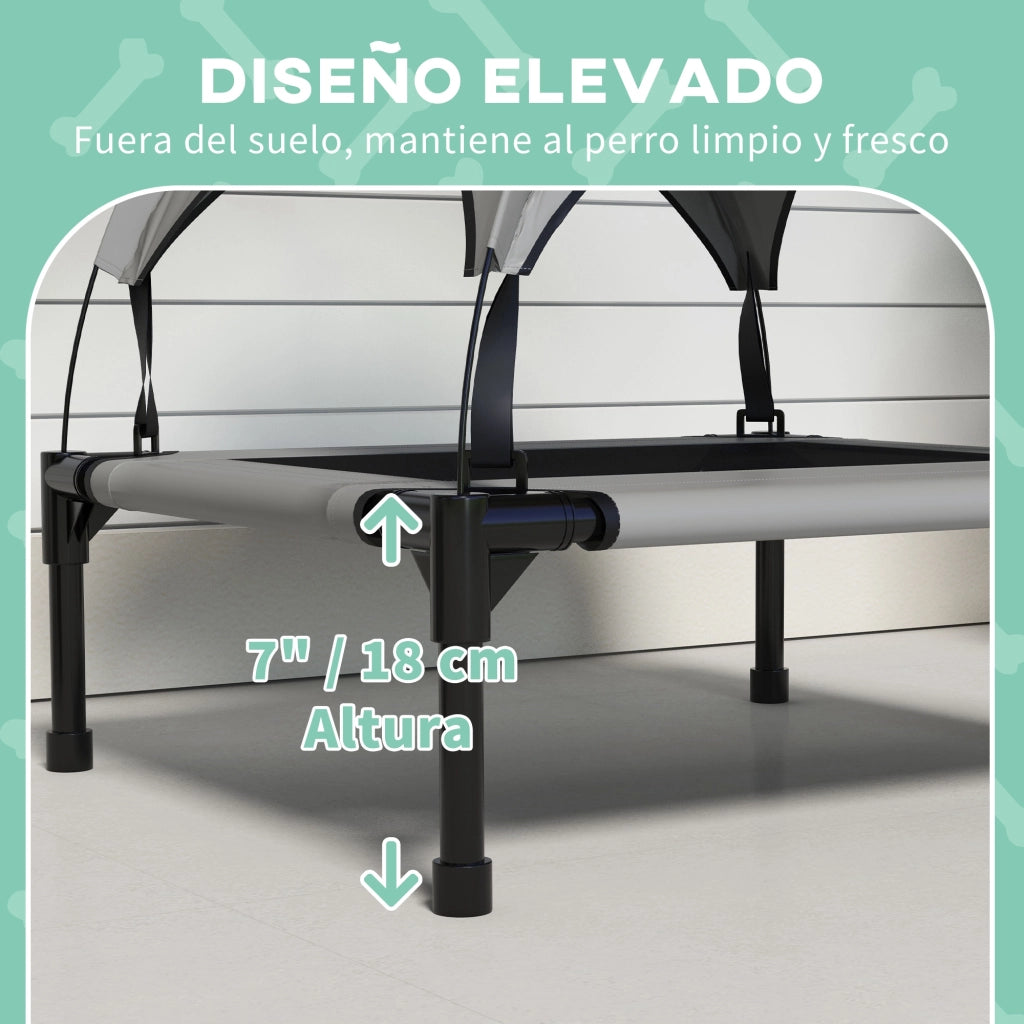 Letto per Cani Elevato con Baldacchino ¨C Minimal ¨C Grigio 76x61x69,5 cm