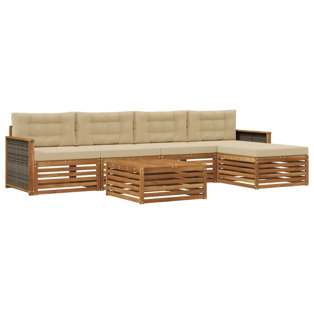 Set di divani da esterno con cuscino 6 pcs Naturale e Beige 3383261