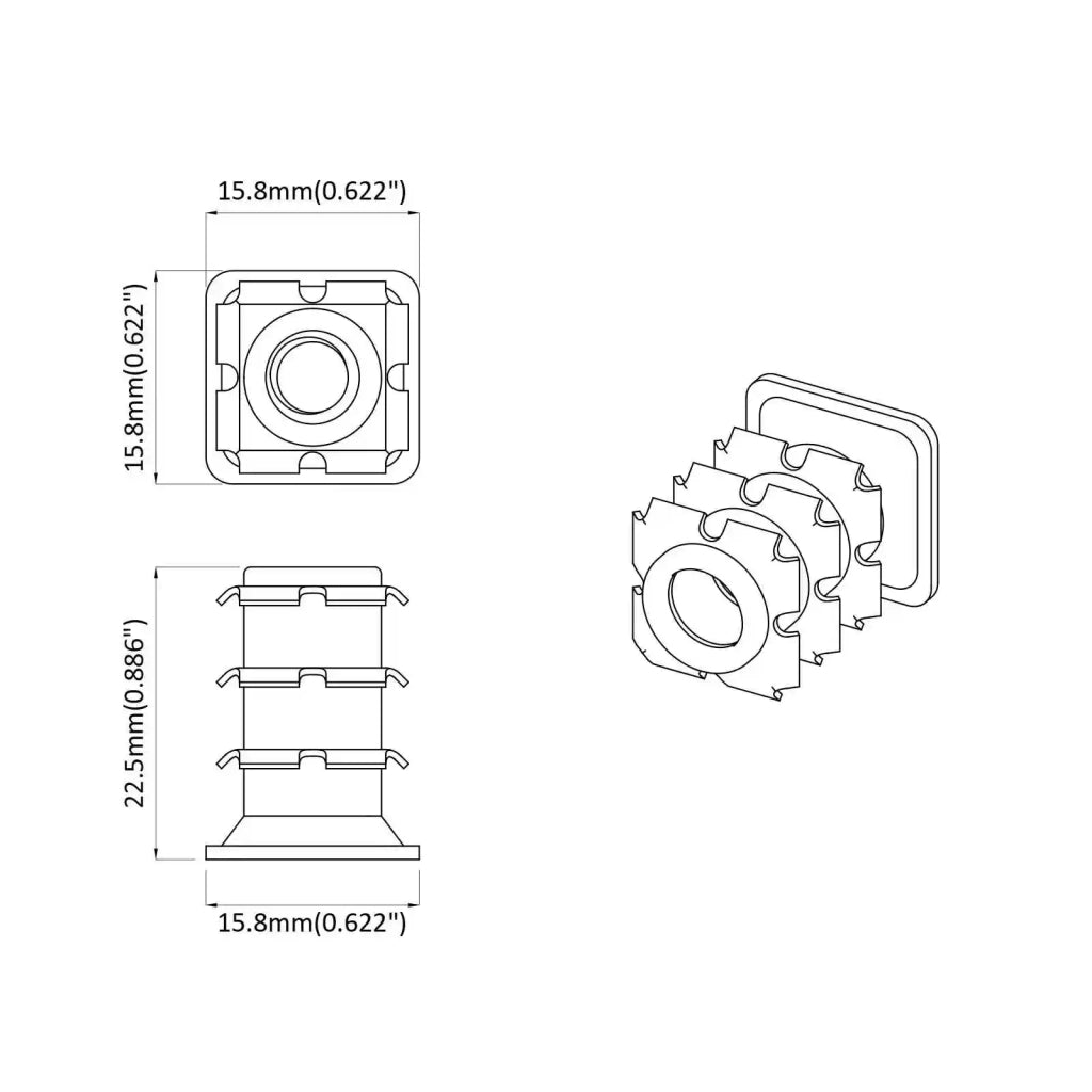 Inserto per tubo filettato 12 pcs Nero e Argento 864851